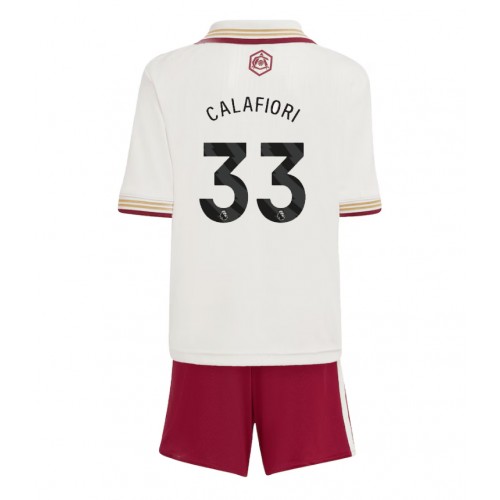 Stroje piłkarskie Arsenal Riccardo Calafiori #33 Koszulka Trzeciej dla dzieci 2025-26 Krótki Rękaw (+ szorty)